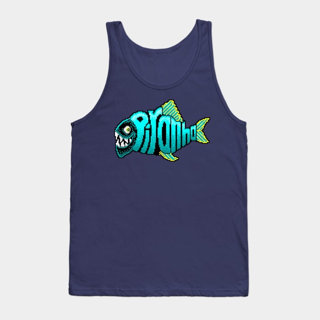 Piranha 8 Bit Art Tank Top by 8 Fists of Tees